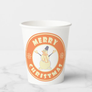 Gobelets En Papier Joyeux Noël heureux bonhomme de neige célèbre styl