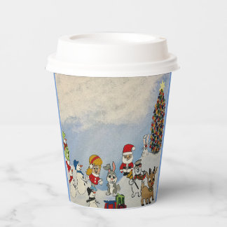 Gobelets En Papier Joyeux Noël pour aller tasses avec couvercle.