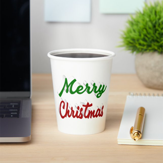 Gobelets En Papier Joyeux Noël rouge et vert script (Insitu)
