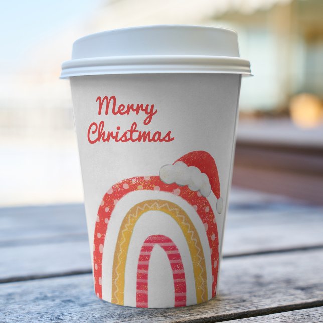 Gobelets En Papier Joyeux Noël Santa Hat Arc-en-ciel Vacances moderne (Créateur téléchargé)