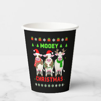 Gobelets En Papier Joyeux Noël Vache Noël Sweat Ugly Pyjama