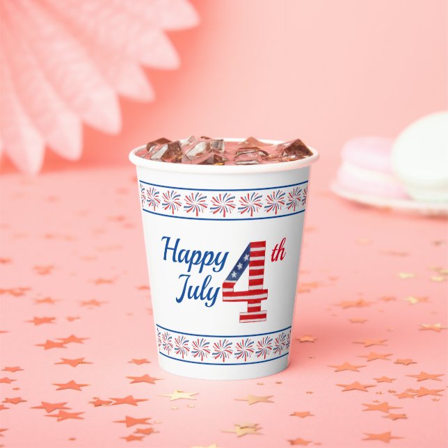 Gobelets En Papier Joyeux Quart Juillet 8 oz Paper Cup (Insitu)