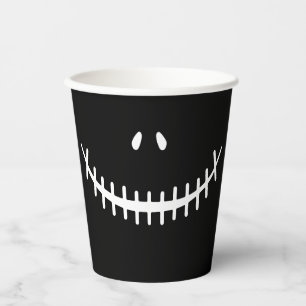 Gobelets En Papier Joyeux squelette sourire noir et blanc Halloween P