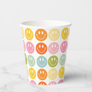 Gobelets En Papier Joyeux Visages souriants colorés