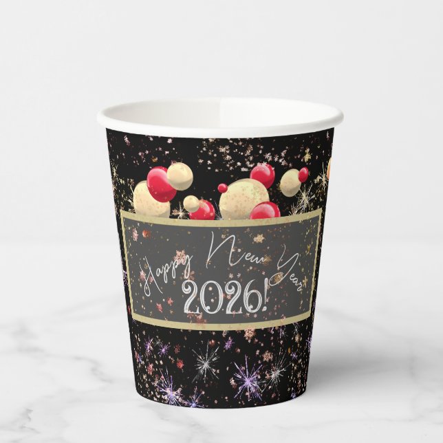 Gobelets En Papier Joyful happy new year 2026 (Gauche)