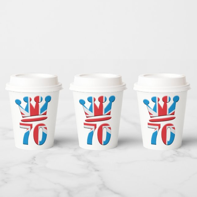 Gobelets En Papier Jubilé de platine Reine Elizabeth 70 ans (Multi)