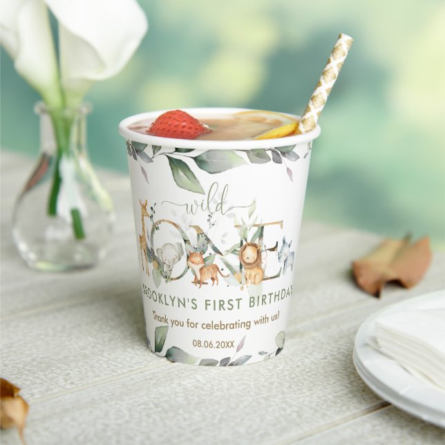 Gobelets En Papier Jungle Animaux Végétation Sauvage Un 1er anniversa (Insitu)