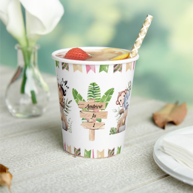 Gobelets En Papier Jungle Safari Animaux Anniversaire Party Paper Cup (Insitu)