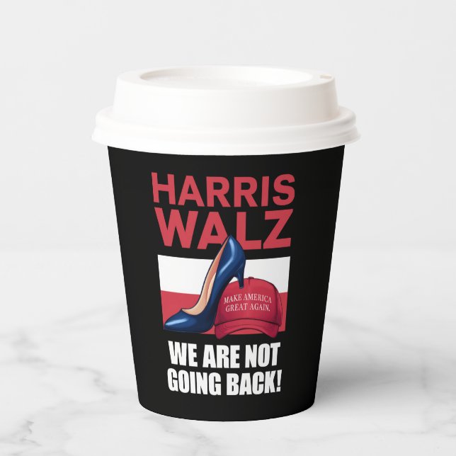 Gobelets En Papier Kamala Harris Tête Sur Le Casquette Red MAGA (Recto)