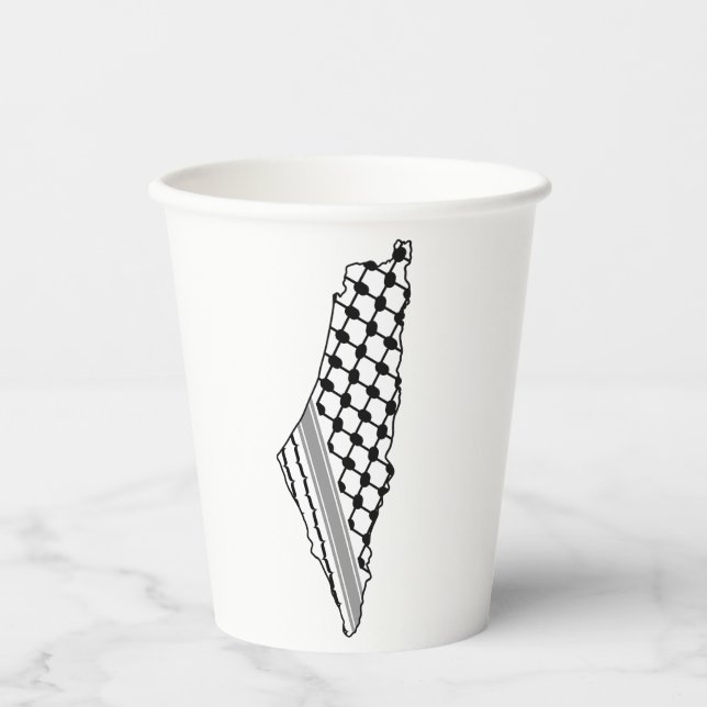 Gobelets En Papier Keffiyeh, carte de Palestine Kufiya (Recto)