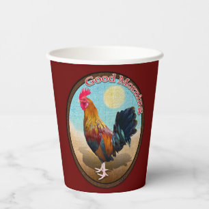 Gobelets En Papier Key West - Coq tzigane Good Morning Vintage Oval