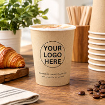Gobelets en papier kraft rustique l Logo et texte