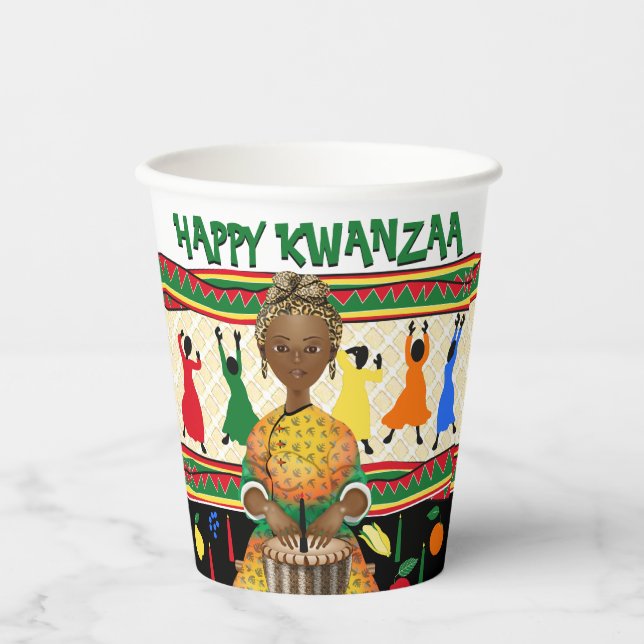 Gobelets En Papier Kwanzaa Vacances afro-américaines (Recto)