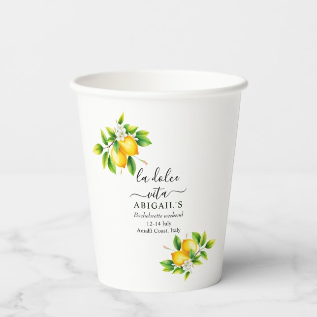 Gobelets En Papier La Dolce Vita Bachelorte méditerranéenne week-end (Verso)
