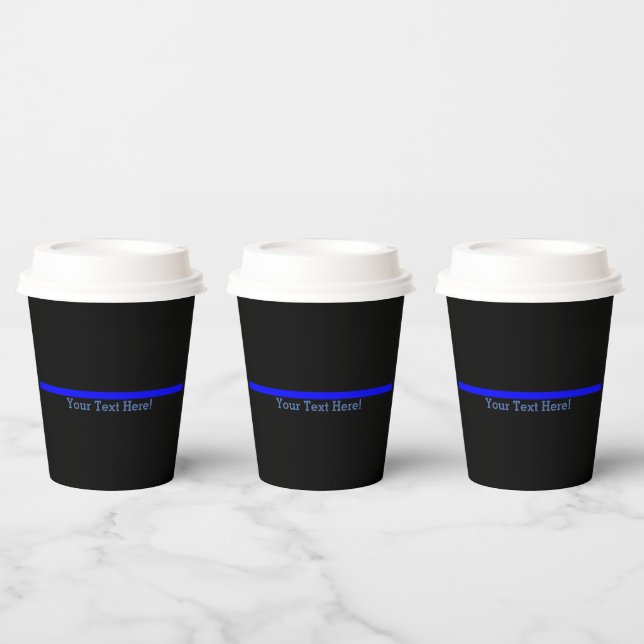 Gobelets En Papier La Ligne Bleue Mince Symbolique Personnalise Cela (Multi)