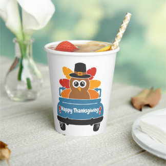 Gobelets En Papier La Turquie En Voiture Thankgiving