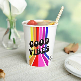 Gobelets En Papier La vie est bonne. Good Vibes