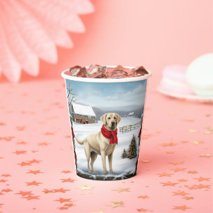 Gobelets En Papier Labrador Retriever Dog in Snow Christmas