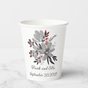 Gobelets En Papier L'acceptation de la nature Fleurs Grises Arrangeme