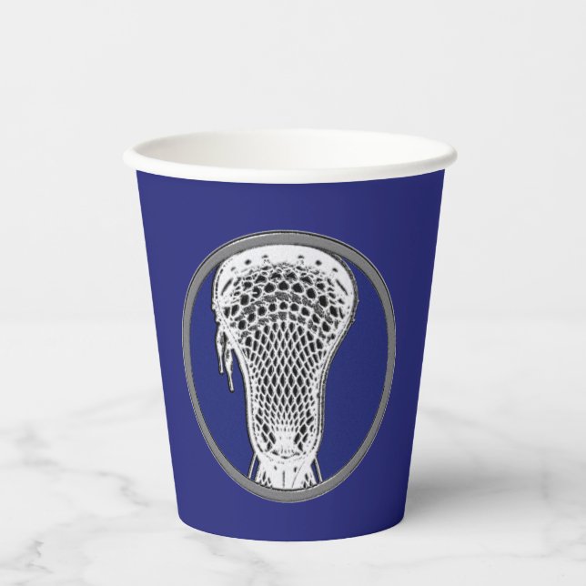 Gobelets En Papier Lacrosse Sports Bleu (Recto)