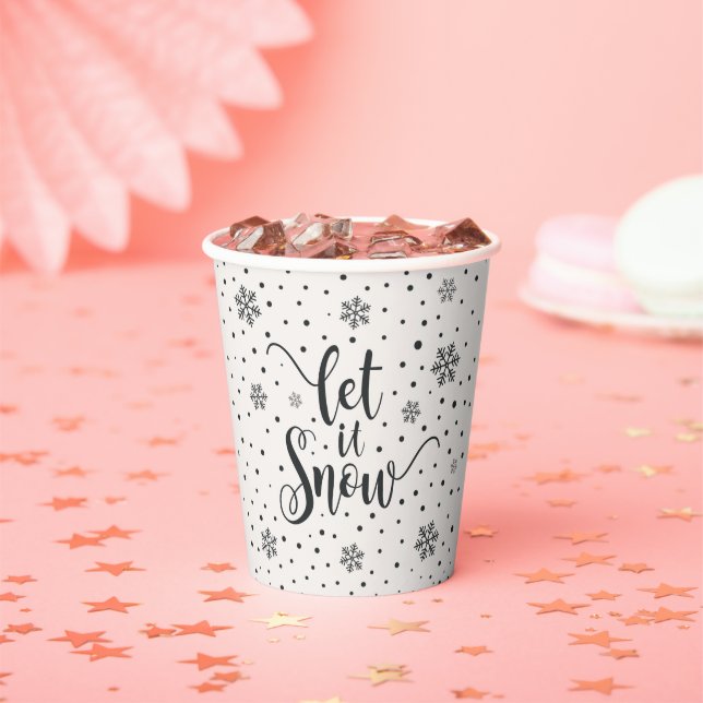 Gobelets En Papier Laisser neiger Noël Calligraphie | Coupe du papier (Insitu)