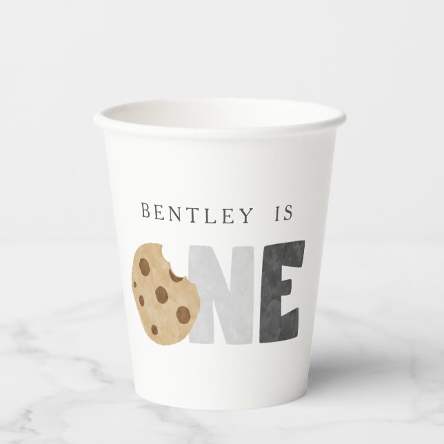 Gobelets En Papier Lait et biscuits Premier anniversaire (Recto)