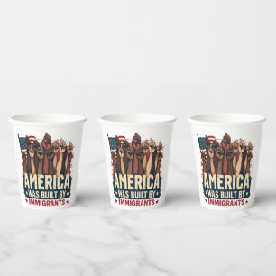 Gobelets En Papier L'Amérique a été bâtie par les immigrés Trump Demo