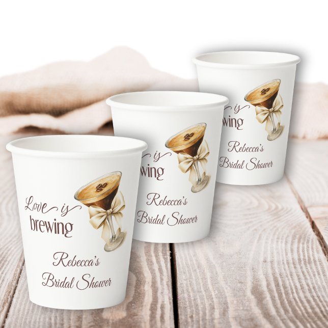 Gobelets En Papier L'amour brasse Bow Espresso Martini Fête des marié (Créateur téléchargé)