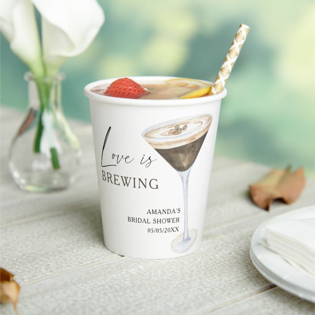 Gobelets En Papier L'amour brasse Espresso Martini douche nuptiale (Insitu)