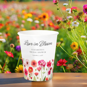 Gobelets En Papier L'amour dans la Fête des mariées Fleur sauvage en 