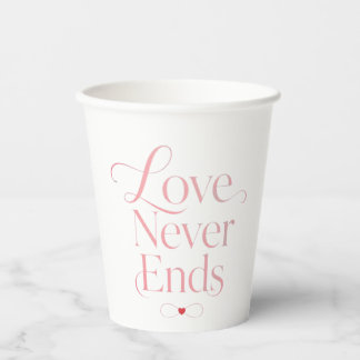 Gobelets En Papier L'amour élégant ne finit jamais Rose Gold Typograp