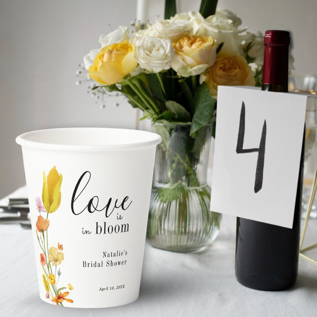 Gobelets En Papier L'amour est dans la Fête des mariées Fleur sauvage (Créateur téléchargé)