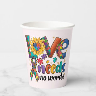 Gobelets En Papier L'amour n'a pas besoin de mots - Sensibilisation s