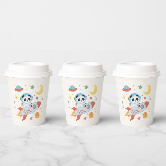 Gobelets En Papier l'astronaute bleu et orange Panda (Multi)