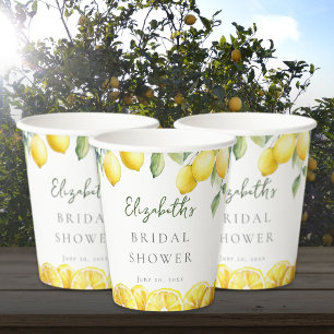 Gobelets En Papier Lavage à l'eau Jaune Citron Citron Bridal Shower
