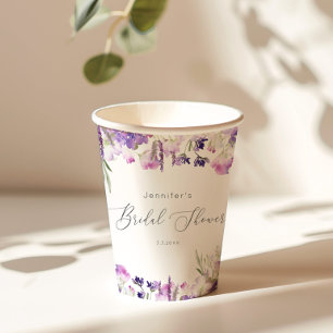 Gobelets En Papier Lavande lilas minimaliste pour une baby shower