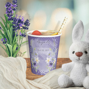 Gobelets En Papier Lavender Boho A Little Wildflower Baby Sprinkle
