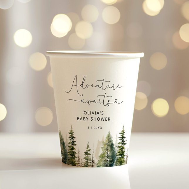 Gobelets En Papier L'aventure forestière attend le baby shower (Créateur téléchargé)