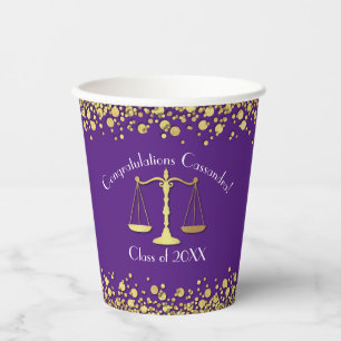 Gobelets En Papier Lawyer Law School Purple Gold Graduation Party