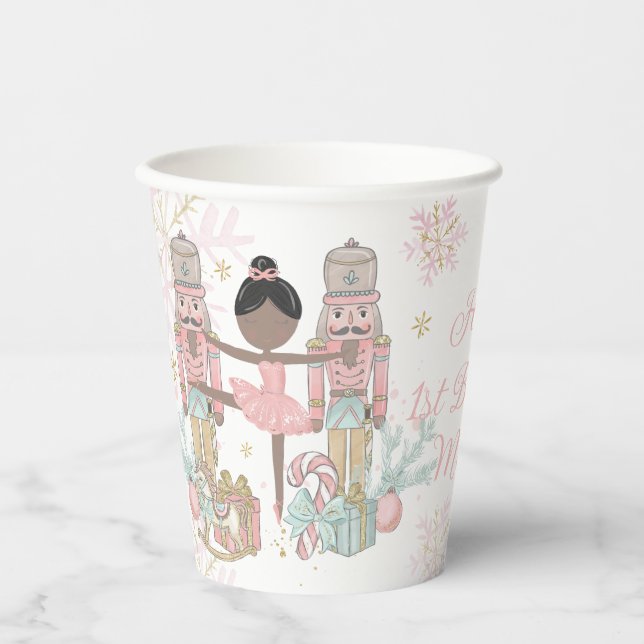 Gobelets En Papier Le ballet Casse-Noisette pastel rose saumon Noël (Recto)