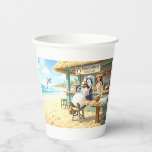 Gobelets En Papier Le bar de plage du pingouin