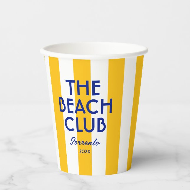 Gobelets En Papier Le Beach Club Sorrento Cabana Jaune Stripe (Recto)