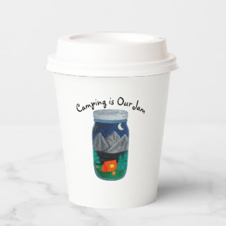 Gobelets En Papier Le camping est notre tente de jam et montagnes dan