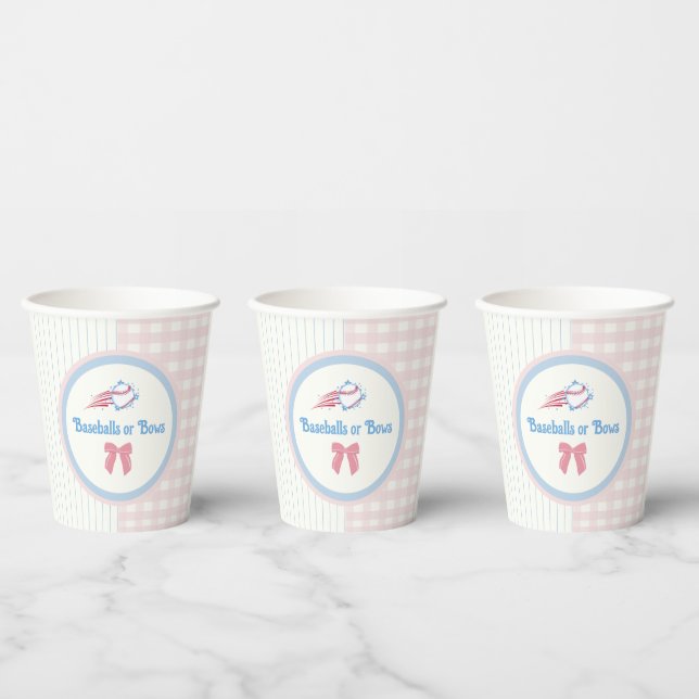 Gobelets En Papier Le genre du bébé révèle des Bébés ou des Bows (Multi)