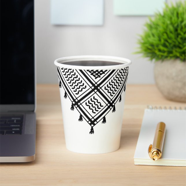 Gobelets En Papier Le Palestinien Kufeyyeh En Noir (Insitu)