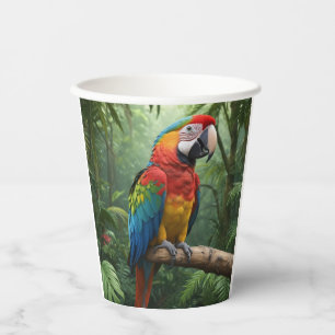 Gobelets En Papier Le perroquet de Macaw dans la jungle