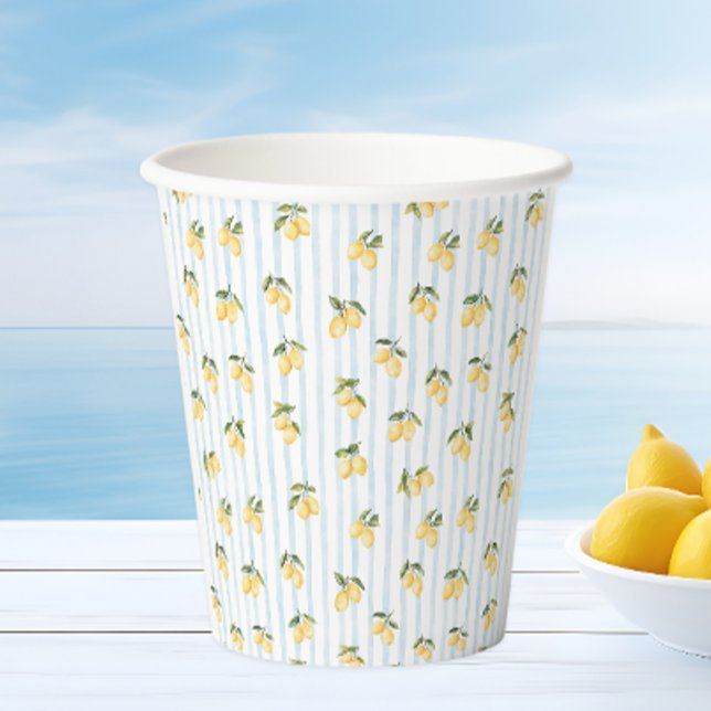 Gobelets En Papier Lemon Blue Italian Bridal Shower (Créateur téléchargé)