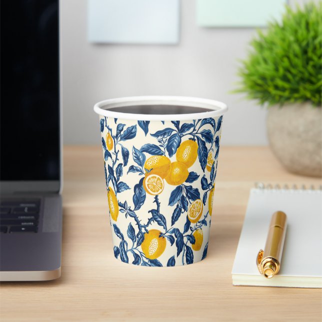 Gobelets En Papier Lemon Vintage Retro Victorian Pattern  (Insitu)