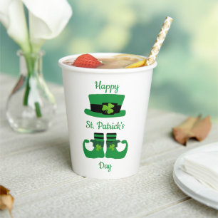 Gobelets En Papier Leprechaun St. Patrick's Day Party Green Black