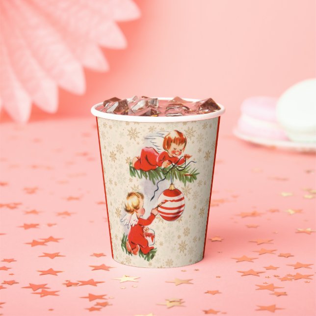 Gobelets En Papier Les anges décorant l'arbre de Noël (Insitu)